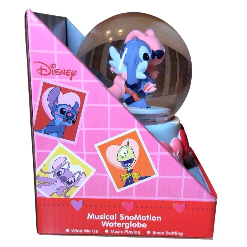 Disney Stitch and Angel Valentine Musical SnoMotion Waterglobe Love Story 745294